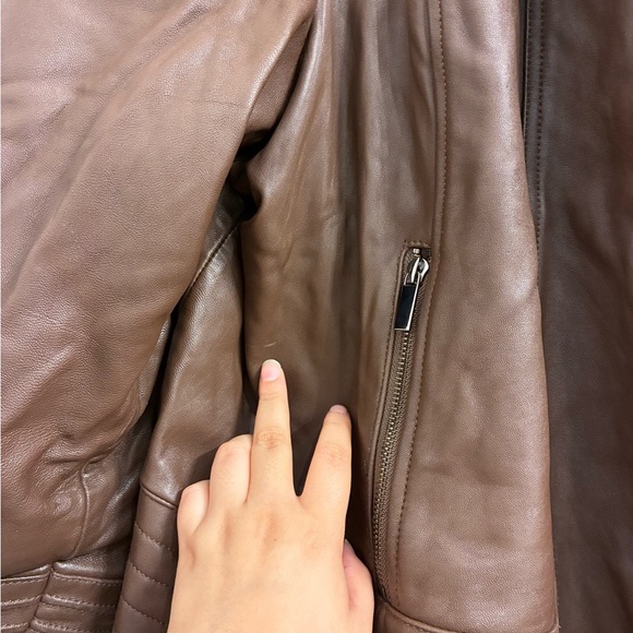 Badgley Mischka Women's Chocolate Genuine Leather Jacket Size 3X - Picture 4 of 9